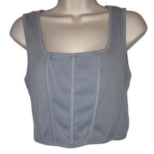 SINCERELY JULES Corset Bustier Gray Grey Crop Top Womens Large